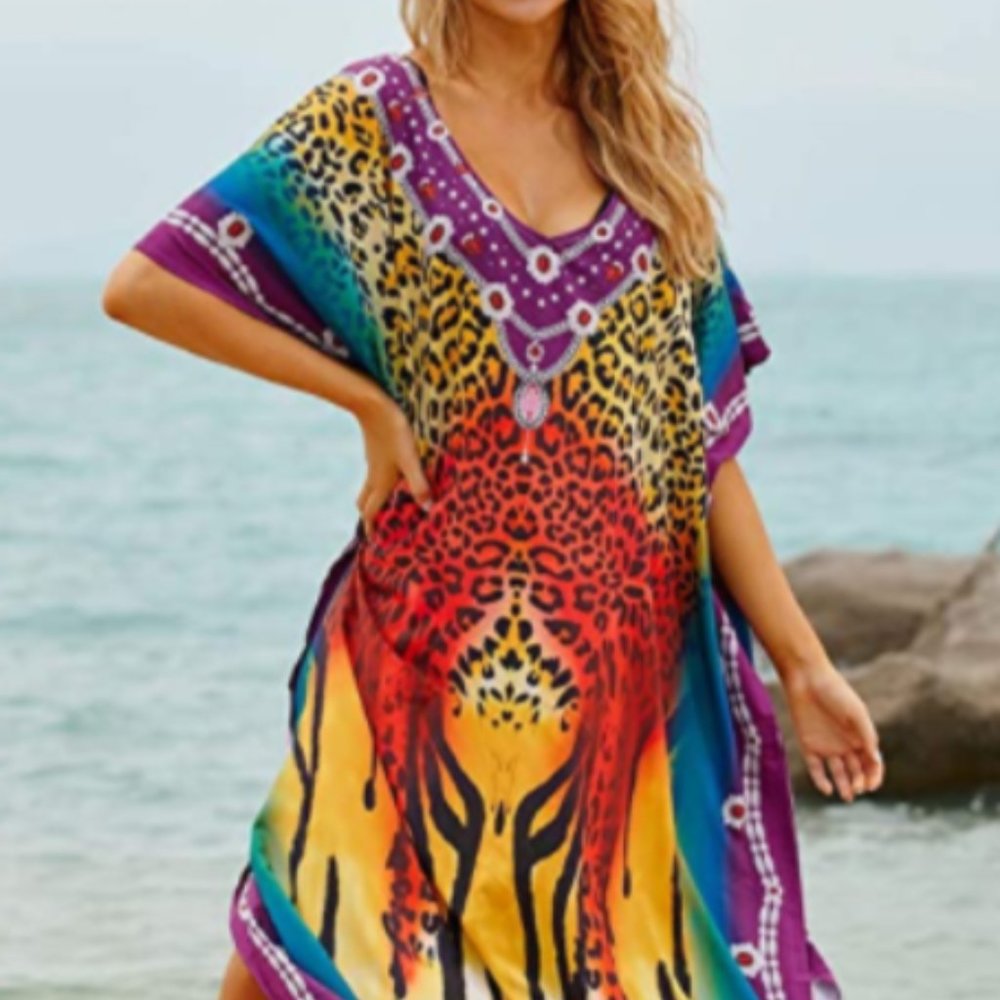 Tiger Print Maxi Caftan Kaftan